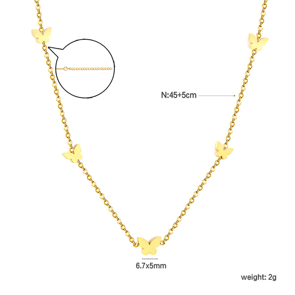 Damen Halskette mit filigranen Schmetterlingsanhängern Shop Nory