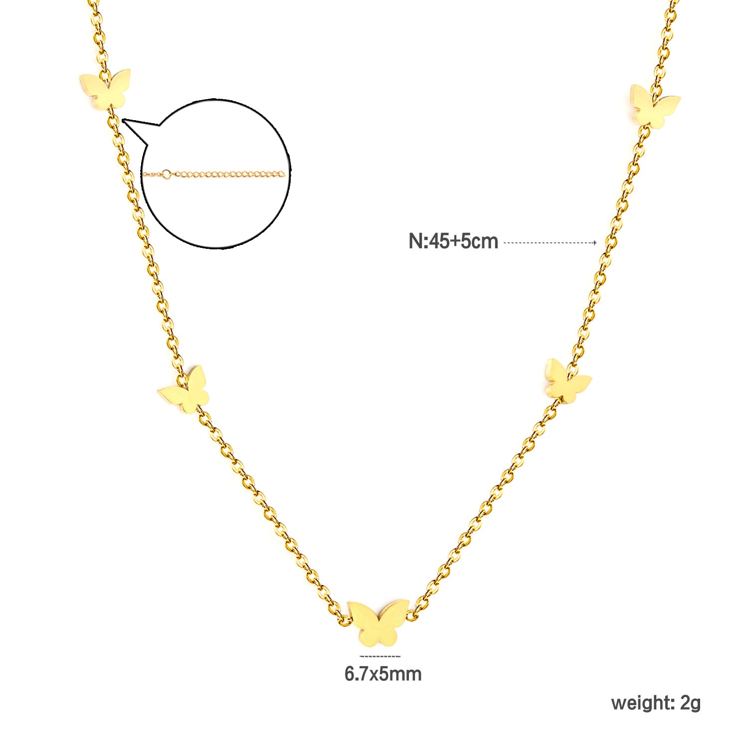 Damen Halskette mit filigranen Schmetterlingsanhängern Shop Nory