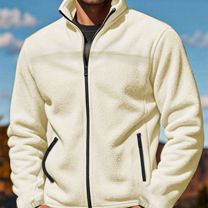 Herren Fleece-Übergangsjacke mit Stehkragen, durchgehendem Reißverschluss und Reißverschlusstaschen Shop Nory