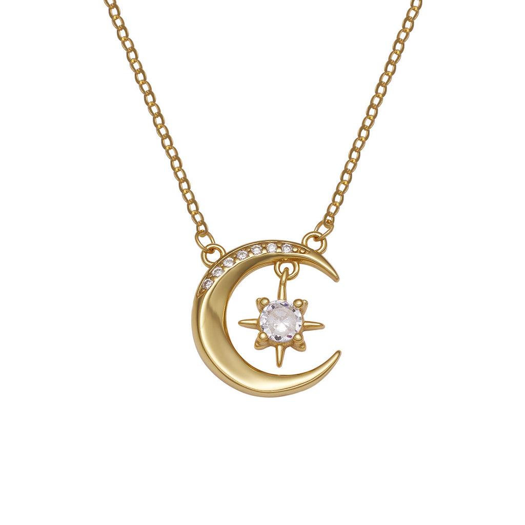 Damen Halskette mit kunstvollem Mond- und Sternenanhänger Shop Nory
