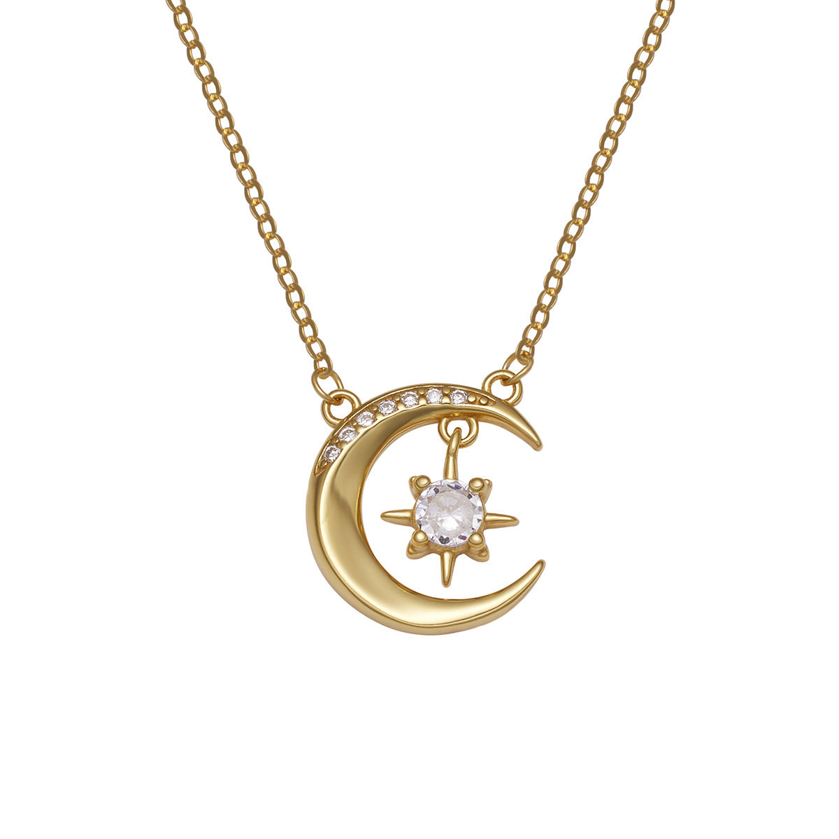 Damen Halskette mit kunstvollem Mond- und Sternenanhänger Shop Nory