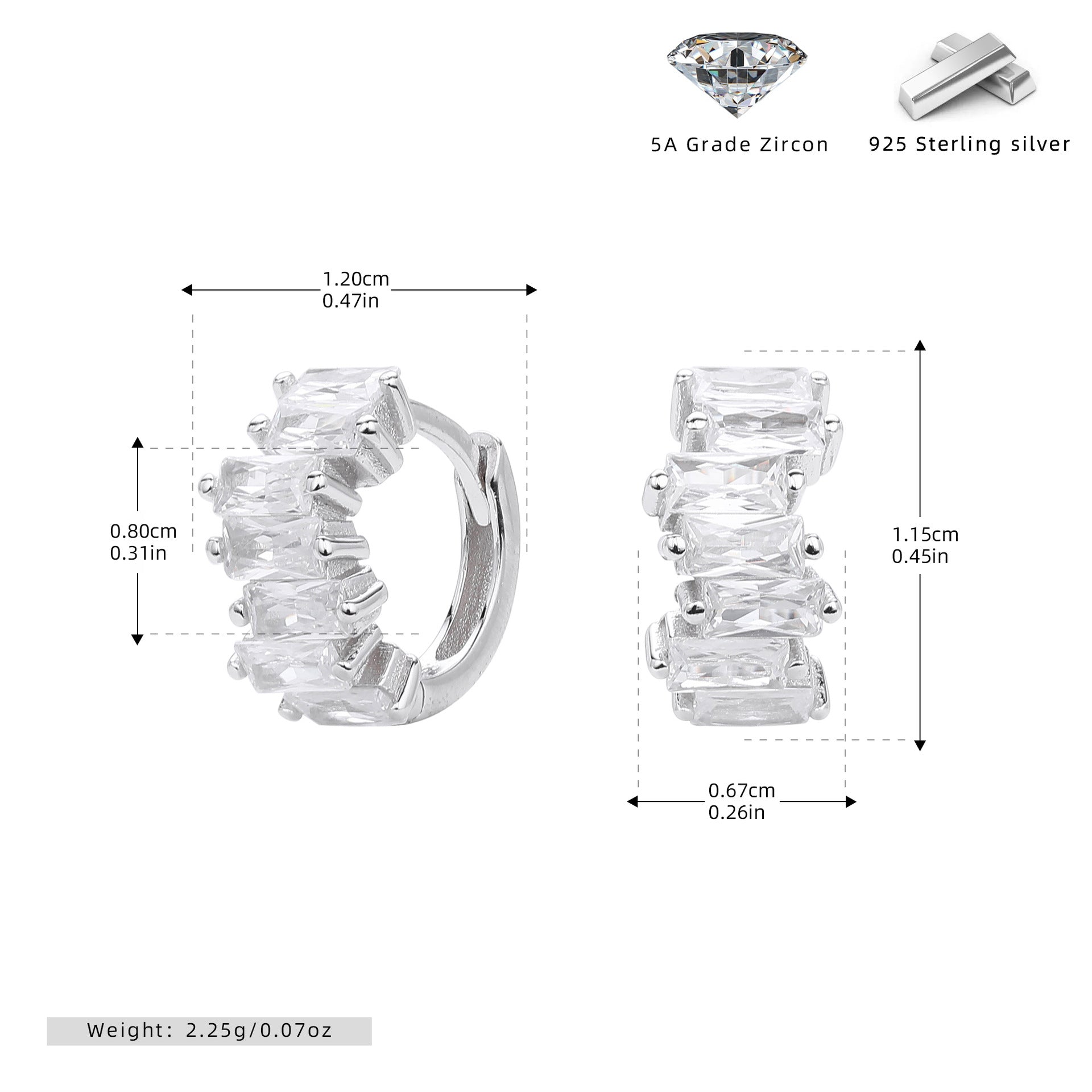 Damen Ohrstecker mit exquisite Zirkonsteinen und 925 Sterling Silber Shop Nory