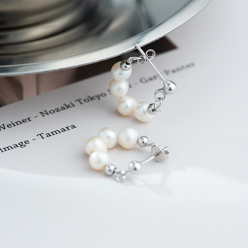 Damen Perlenohrringe mit elegantem Silberhoop Shop Nory