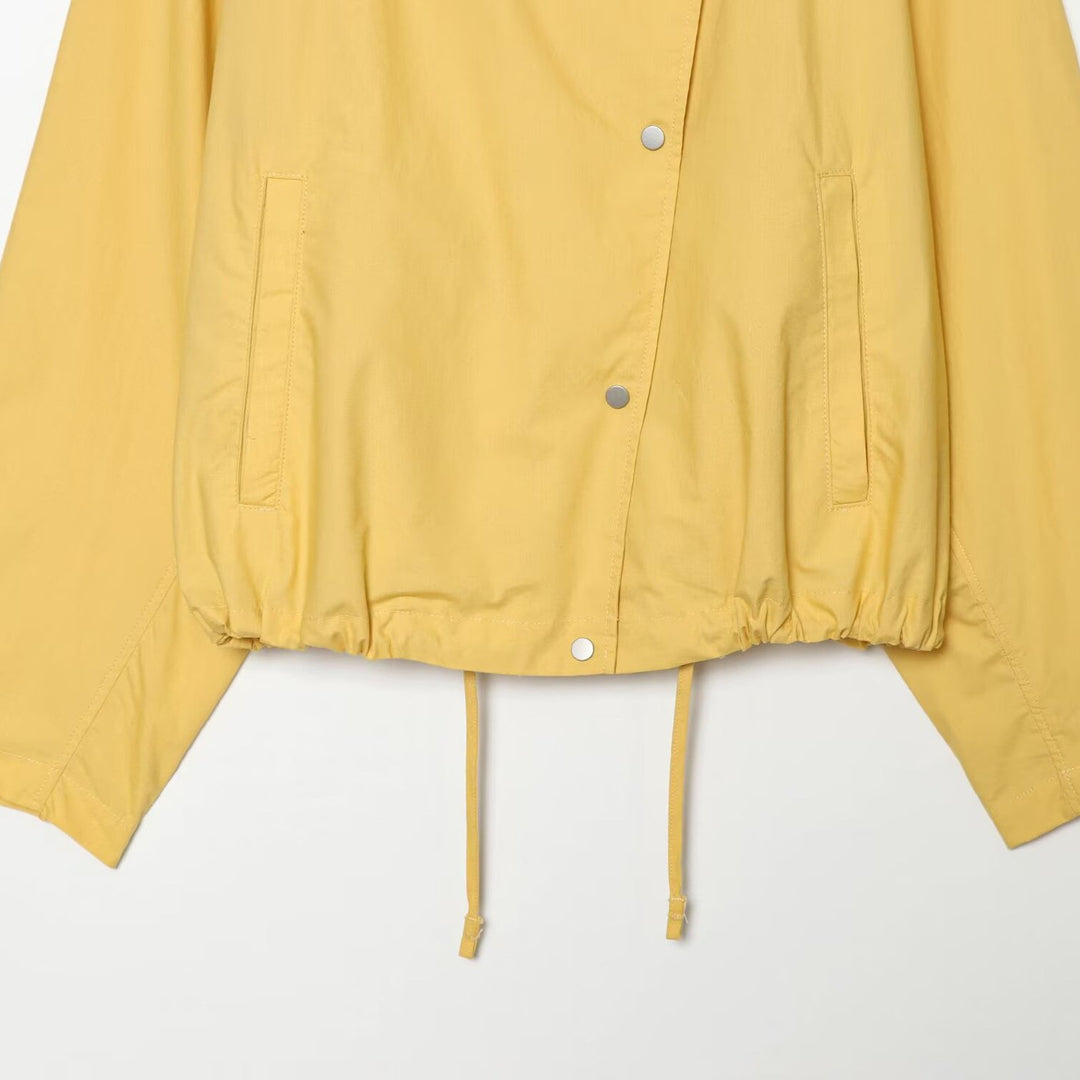 Damen Kurze wasserabweisende Übergangsjacke mit weitem Raglanärmel und Tunnelzug Shop Nory