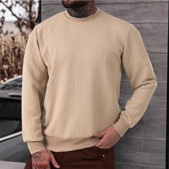 Herren texturiertes Rundhals-Sweatshirt mit feiner Waffelstruktur und gerippten Bündchen Shop Nory