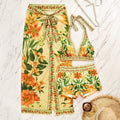 Damen Bikiniset mit floralem langen Überwurf