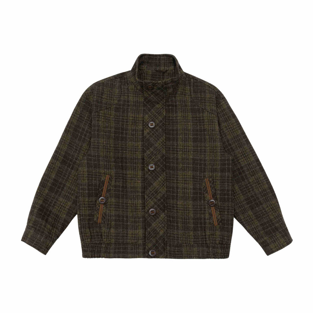 Herren Kurz geschnittene Wollmix-Pufferjacke mit Karomuster und Stehkragen Shop Nory