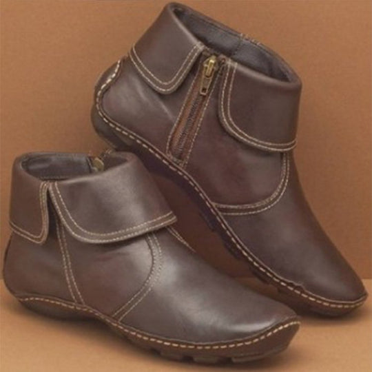Damen Kurzstiefeletten mit umklappbarem Manschettenkragen und Seitenreißverschluss Shop Nory