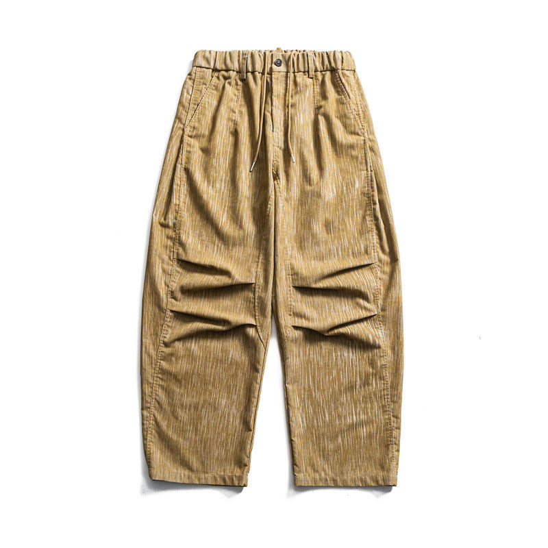 Herren weite Cordhose im Workwear‑Look mit elastischem Bund, Kordelzug und Kniefalten Shop Nory