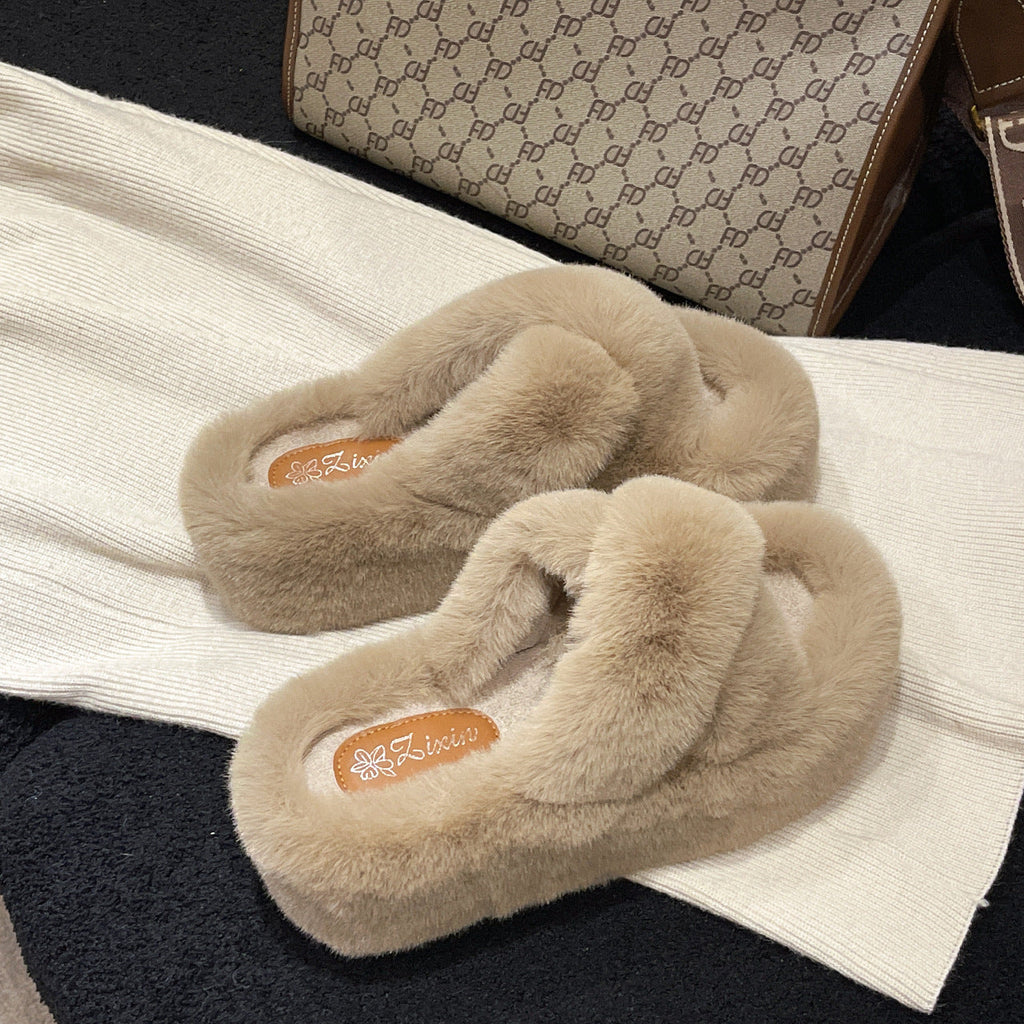 Damen Flauschige Fleece-Pantoletten mit weichem Innenfutter und modernem Design