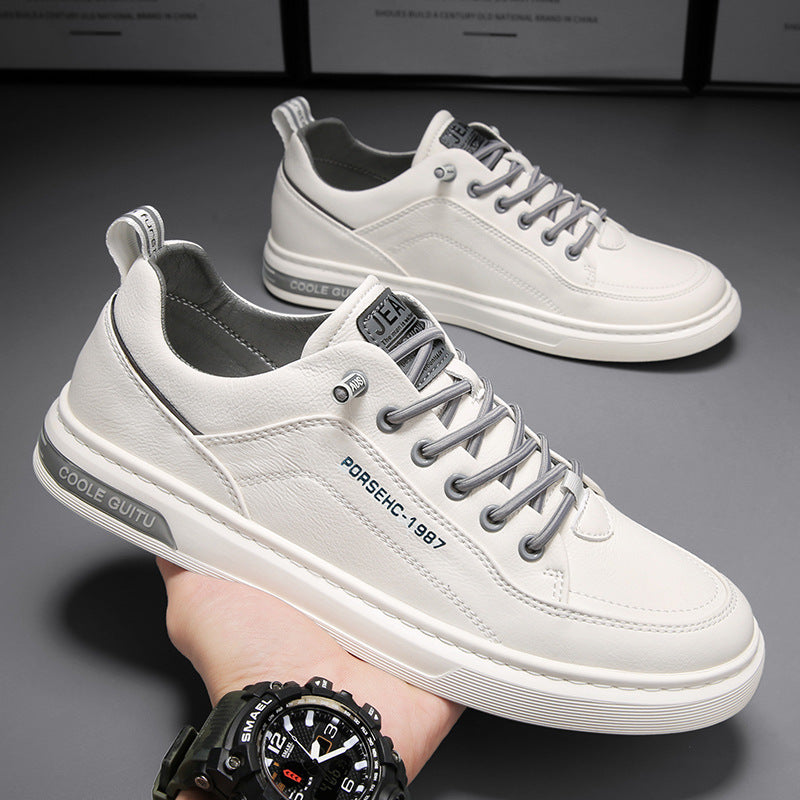 Herren elegante niedrige Leder-Sneaker mit Komfortfußbett und rutschfester Gummisohle Shopy Nory