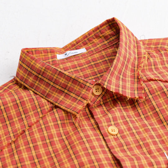 Herren Karo-Overshirt mit fransigem Saum, Brusttasche und Relaxed-Fit Shop Nory