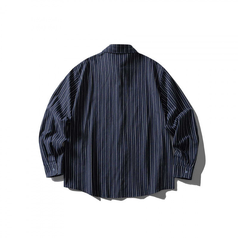 Unisex Oversize-Hemd im Nadelstreifen-Look mit Brusttasche und abgerundetem Saum Shop Nory