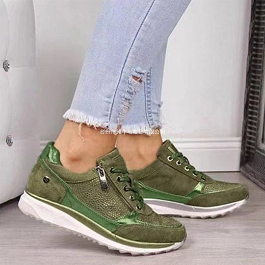 Damen Sneaker mit Keilsohle, Reißverschluss und Metallic-Details Shop Nory