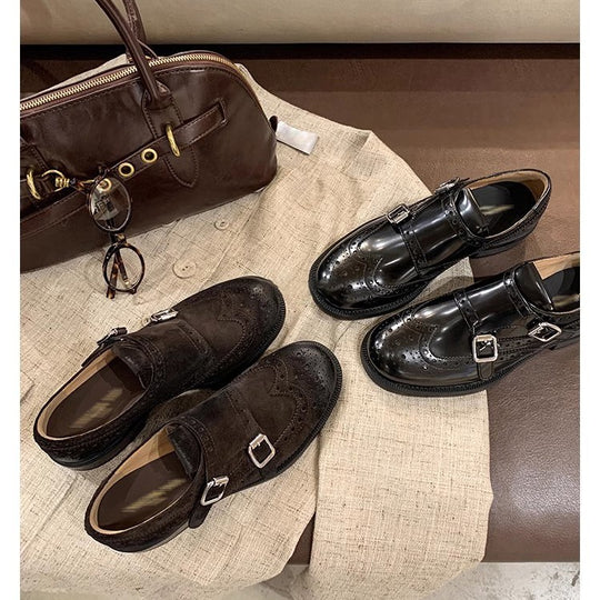 Herren Doppel-Monk-Slipper aus Veloursleder mit Budapester-Lochung und komfortabler Lederinnensohle Shop Nory