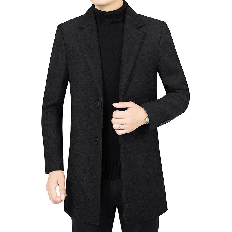 Herren Eleganter taillierter Wollmix-Mantel mit Notch-Revers und Zweiknopfverschluss Shop Nory
