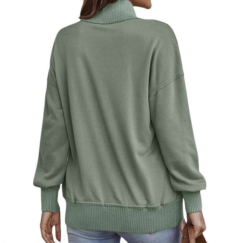 Damen Sweatpullover mit Stehkragen-Knopfleiste und Kängurutasche Shop Nory