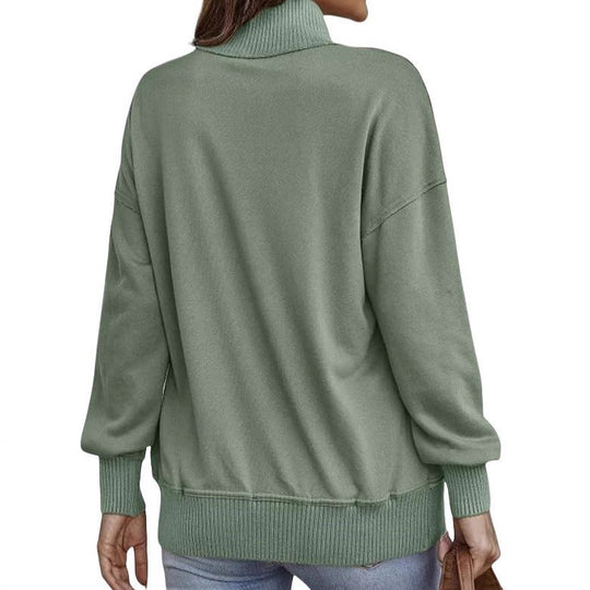 Damen Sweatpullover mit Stehkragen-Knopfleiste und Kängurutasche Shop Nory