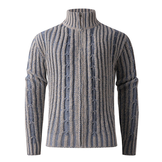 Herren Strickcardigan mit Zopfmuster, Stehkragen und durchgehendem Reißverschluss Shop Nory