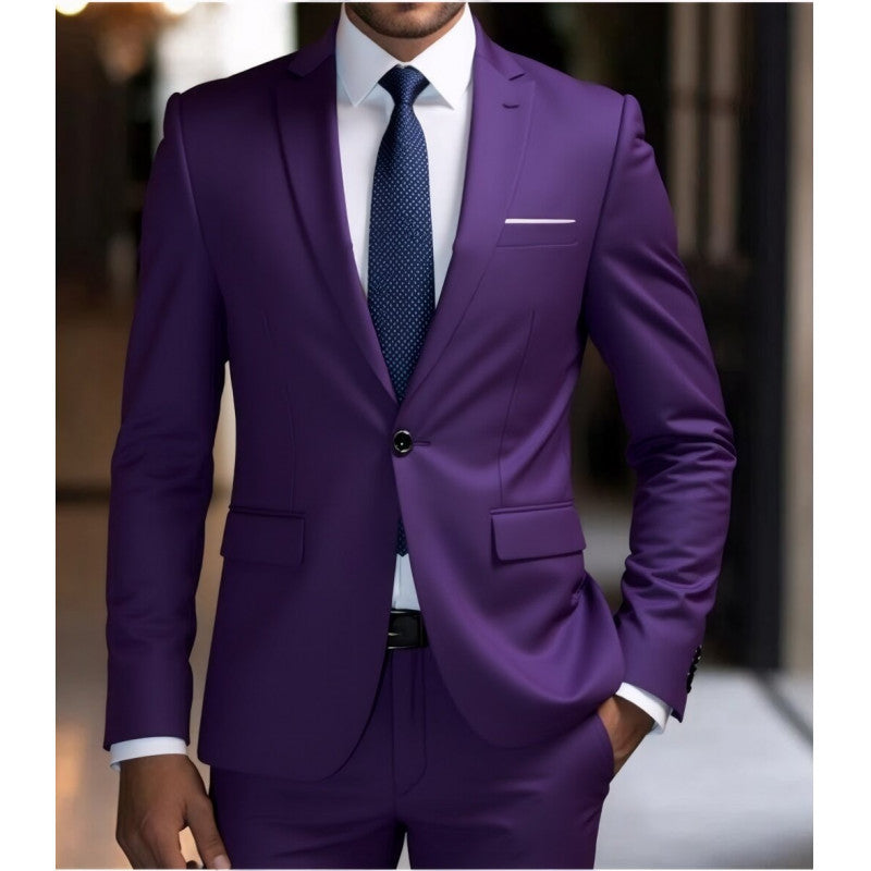 Herren Zweiteiliger Slim-Fit Anzug mit Ein-Knopf-Sakko und schmaler Anzughose Shop Nory