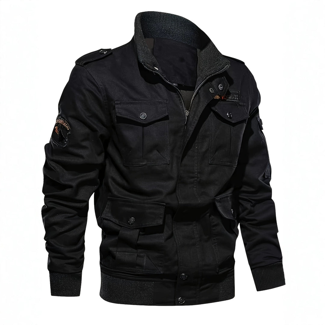 Herren Fieldjacke im Military-Stil mit Mehrfach-Taschen und Strickkragen Shop Nory