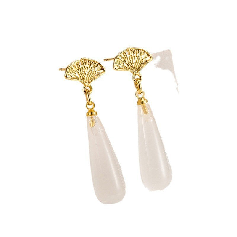 Damen elegante Tropfenohrringe mit feinem Goldakzent Shop Nory