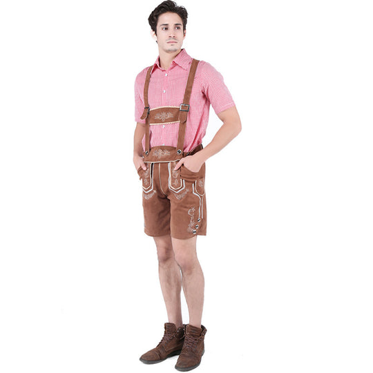 Herren nan Trachtenlederhose kurz mit Latzträgern und filigraner Stickerei Shop Nory