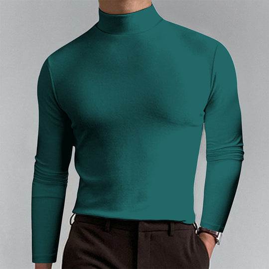 Herren Elegantes Langarm-T-Shirt mit hohem Kragen