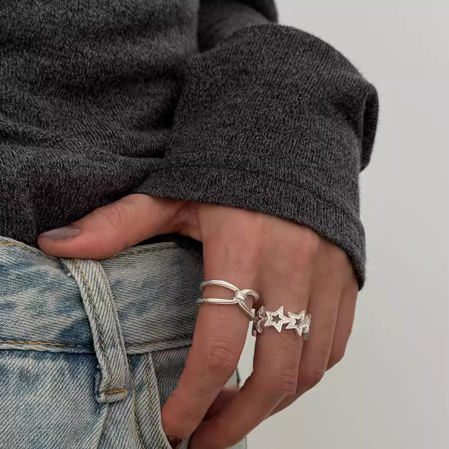 Damen Ring mit funkelndem Sternenmotiv aus hochwertigem Edelstahl Shop Nory