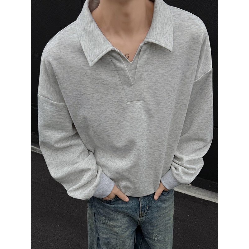 Herren Oversized Polo‑Sweatshirt mit tiefem V‑Ausschnitt, Hemdkragen und gerippten Bündchen Shop Nory
