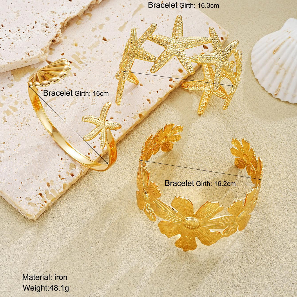 Damen Schmuckarmband-Set mit maritimen Stern- und Blütenmotiven Shop Nory