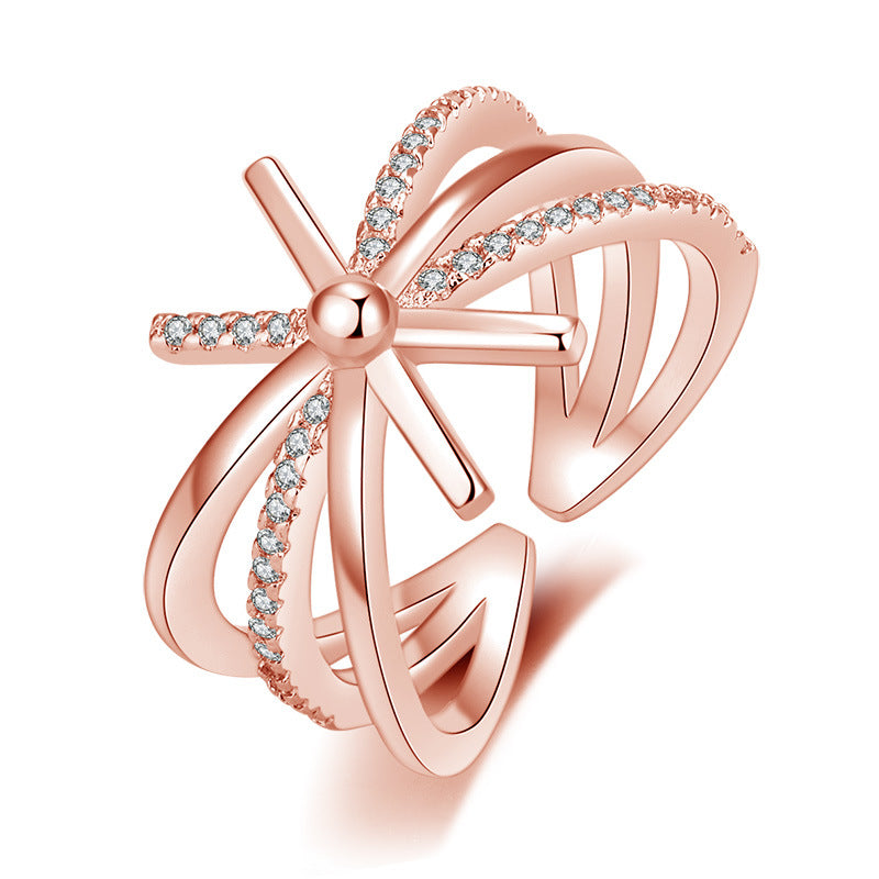 Damen Offener Ring mit kunstvollem Wellen-Design und funkelnden Zirkonia Shop Nory