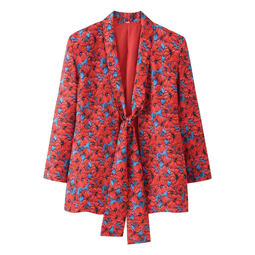 Damen Zweiteiliges Blazer- und Schlaghosenset mit Knotenblende Shop Nory