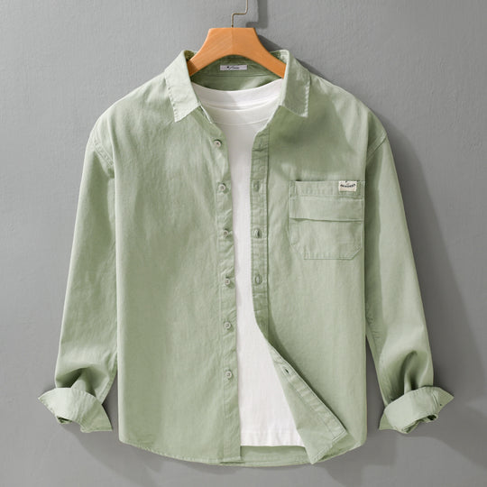Herren Leichtes Baumwoll-Overshirt mit Kentkragen, Brusttasche und Relaxed-Fit Shop Nory