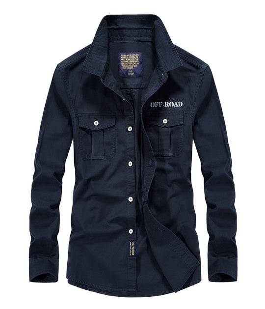 Herren Utility‑Field‑Hemdjacke mit Brustpattentaschen, Rollärmel und robustem Canvas Shop Nory