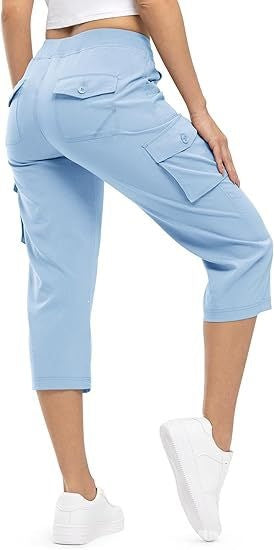 Damen Capri Cargo-Hosen in Bermuda-Länge mit hoher Taille und aufgesetzten Klappentaschen Shop Nory