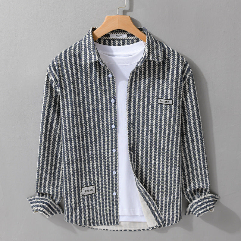 Herren Texturiertes Hemdjacken-Overshirt mit diagonaler Fischgrät-Struktur Shop Nory