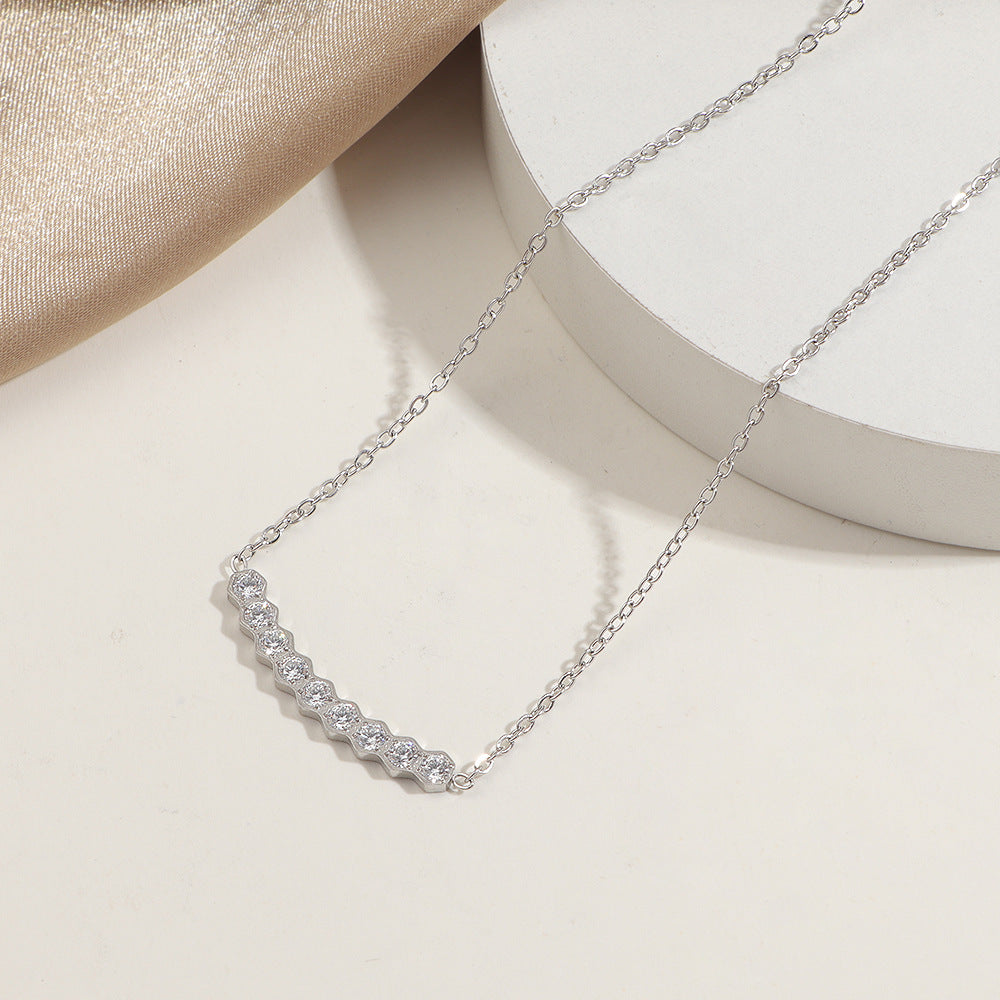 Damen Glänzende Edelstein-betonte Bar Kette Shop Nory