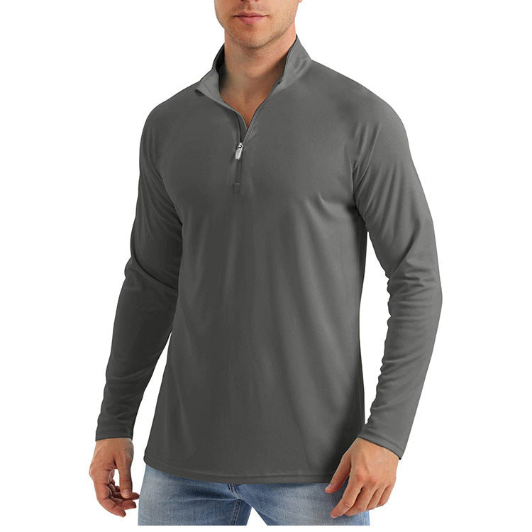Herren Sportlicher Langarm-Hoodie mit halbem Reißverschluss