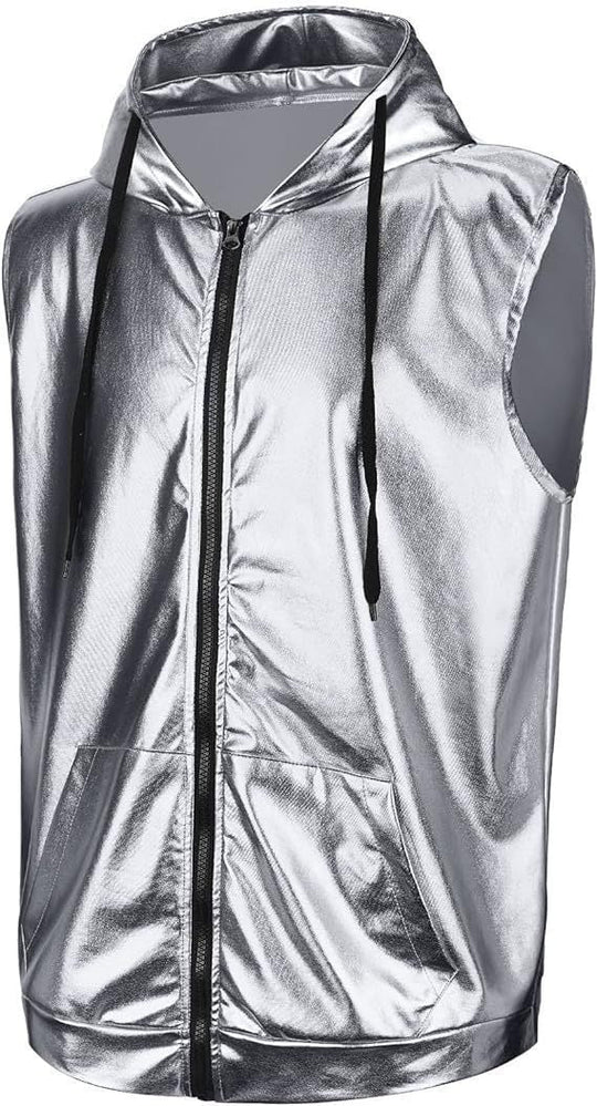 Herren Kapuzenweste mit glänzendem Obermaterial und praktischen Taschen