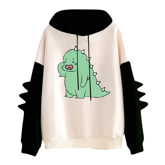 Damen nan Kapuzenpullover mit niedlichem Dinosaurier-Print und dreidimensionalen Ärmeldetails Shop Nory