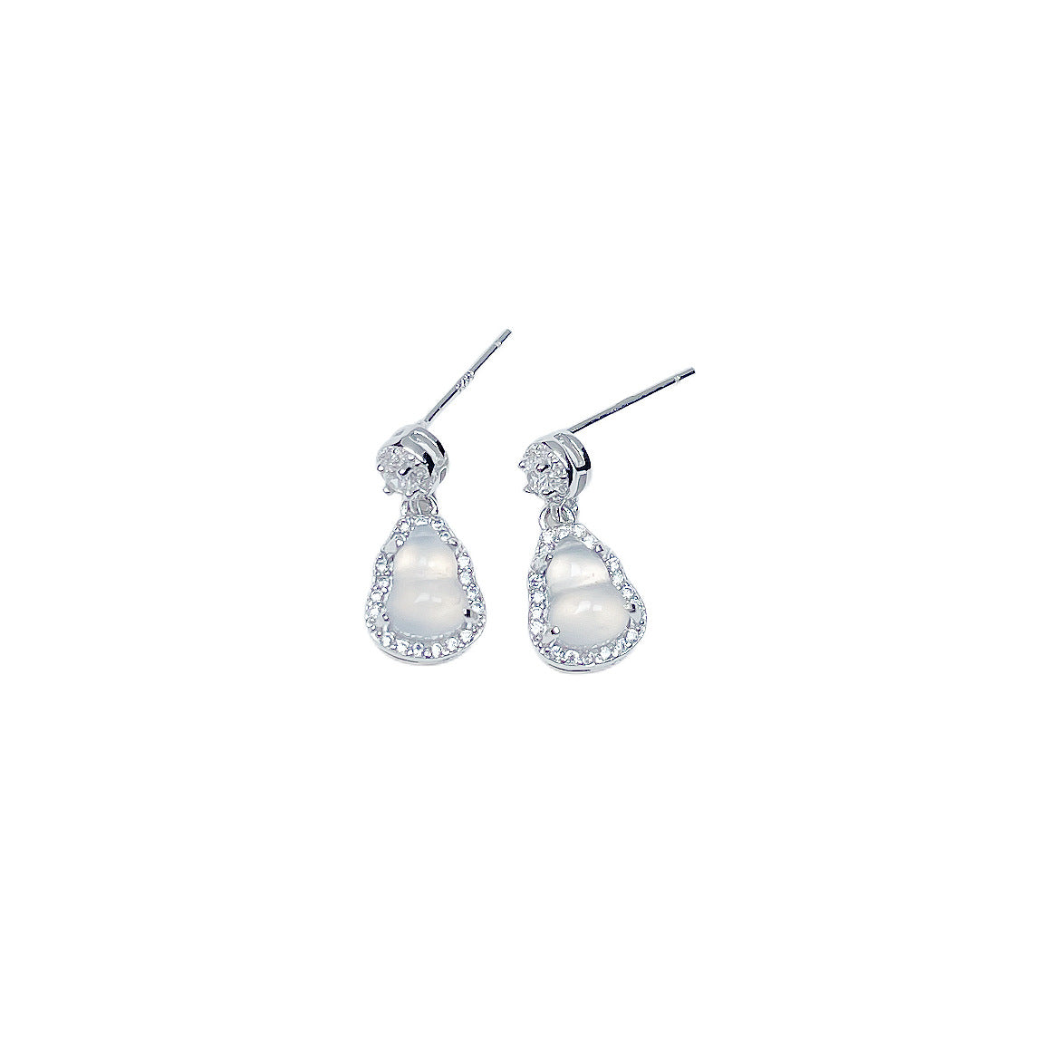 Damen elegante Ohrringe mit tropfenförmigem Jade-Edelstein und funkelnden Zirkonia Shop Nory