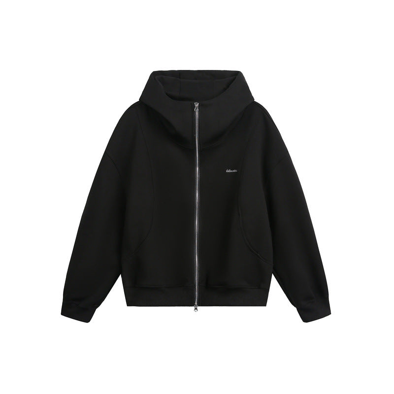 Damen Locker geschnittene Reißverschluss-Hoodie mit hohem Funnelkragen und Zwei-Wege-Funktion Shop Nory