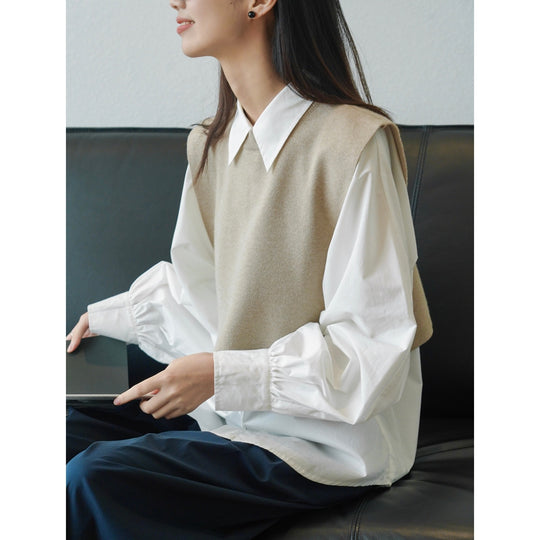 Damen Ärmellose Strickweste mit kastig-weiter Silhouette und U-Boot-Ausschnitt Shop Nory