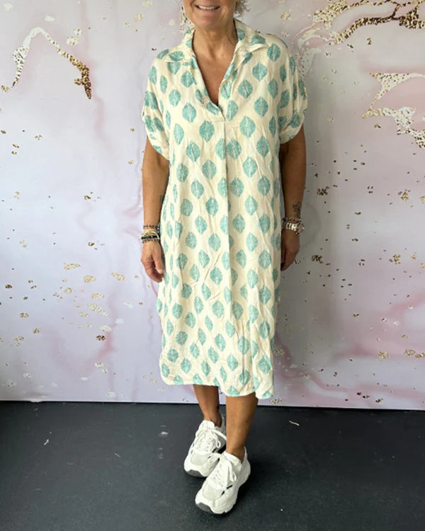 Damen Hemdblusenkleid mit einzigartigem Muster und lässigem Schnitt