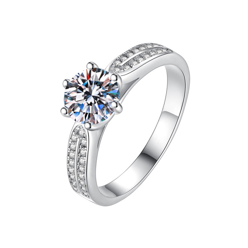 Damen Verlobungsring mit funkelndem runden Zirkonia und eleganter Fassung Shop Nory