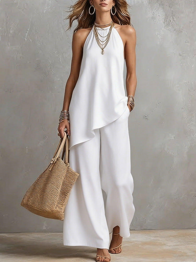 Damen luftiger Jumpsuit mit asymmetrischem Schnitt