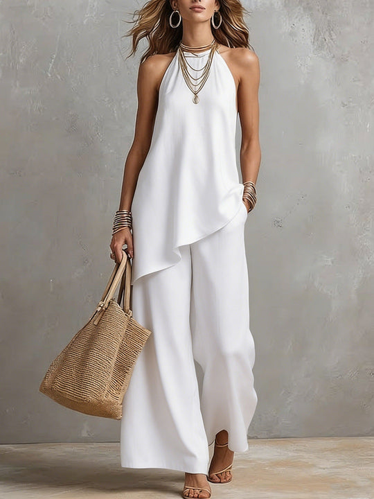Damen luftiger Jumpsuit mit asymmetrischem Schnitt