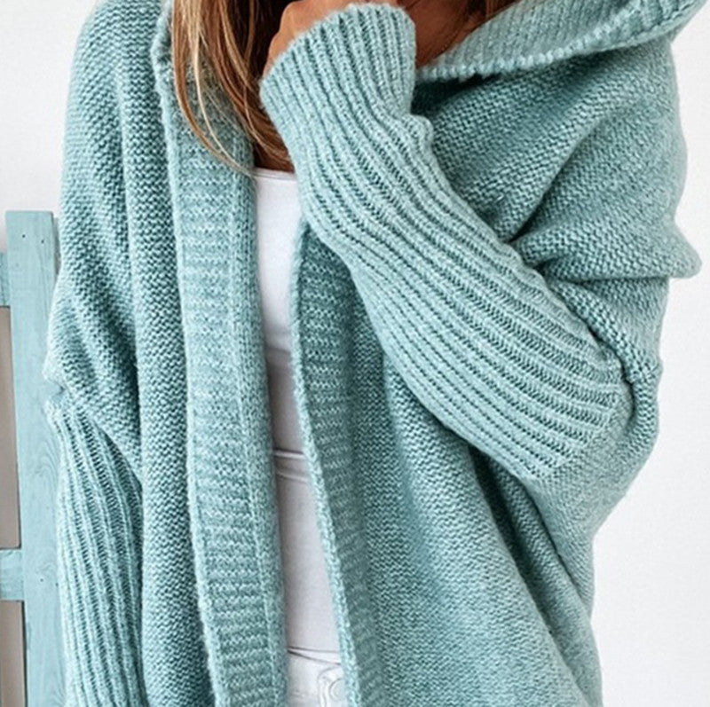 Damen Longline Kapuzen-Strickcardigan mit offener Front Shop Nory