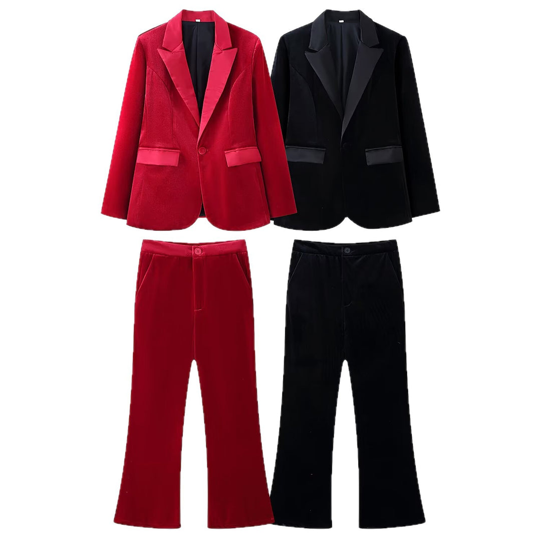 Damen Samt-Blazer mit Satin-Revers und taillierten Abnähern Shop Nory